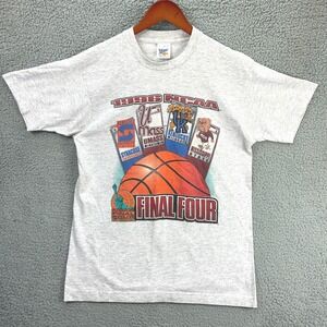 Vintage 1996 NCAA Final Four T-Shirt Mens Large Gray Kentucky Syracuse UMass MSU